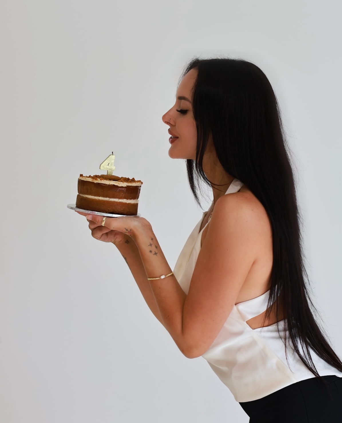 Woman holding cake